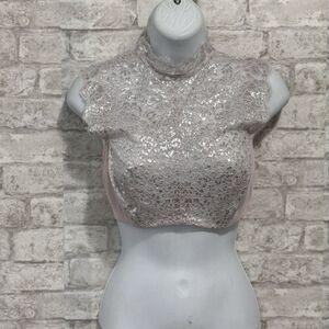 Victoria's Secret Dream Angels Pink & Silver Unlined High Neck Demi Bra Size 34D